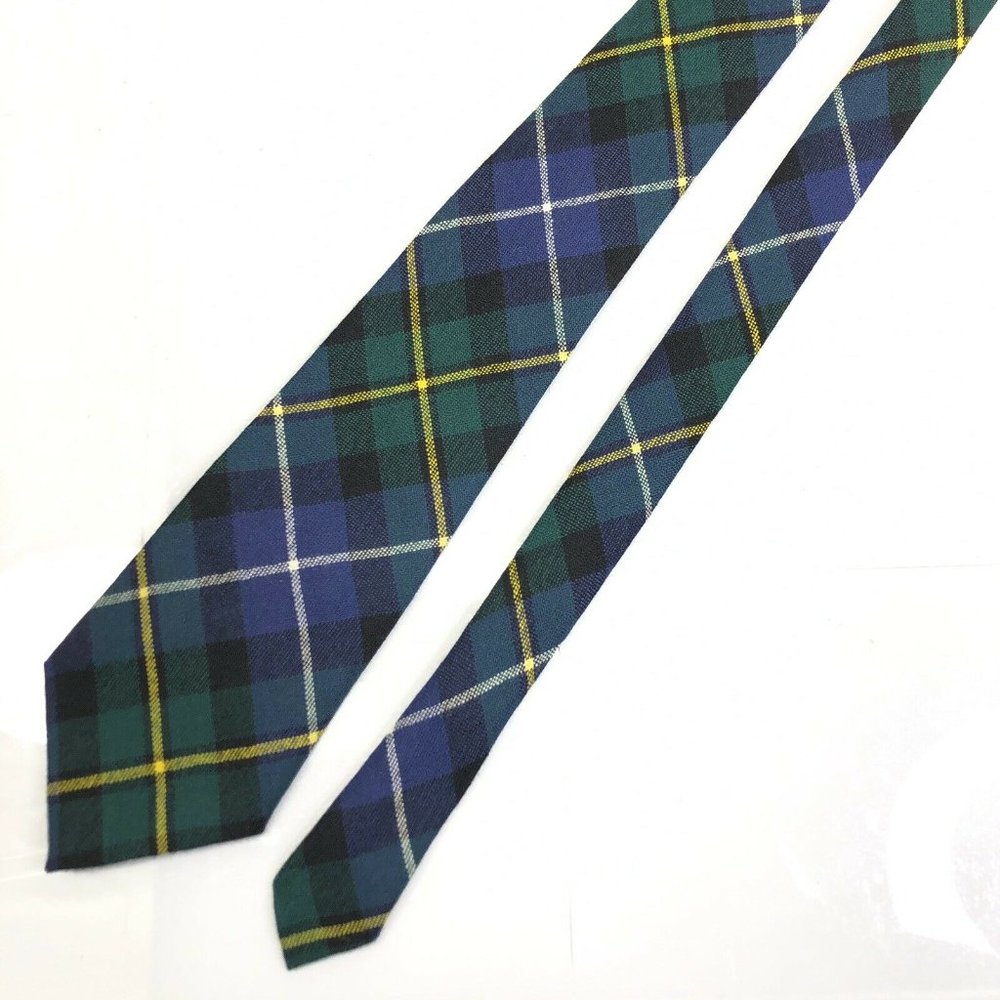 Ingles Buchan Tie Plaid Blue Green Yellow Wool View 2